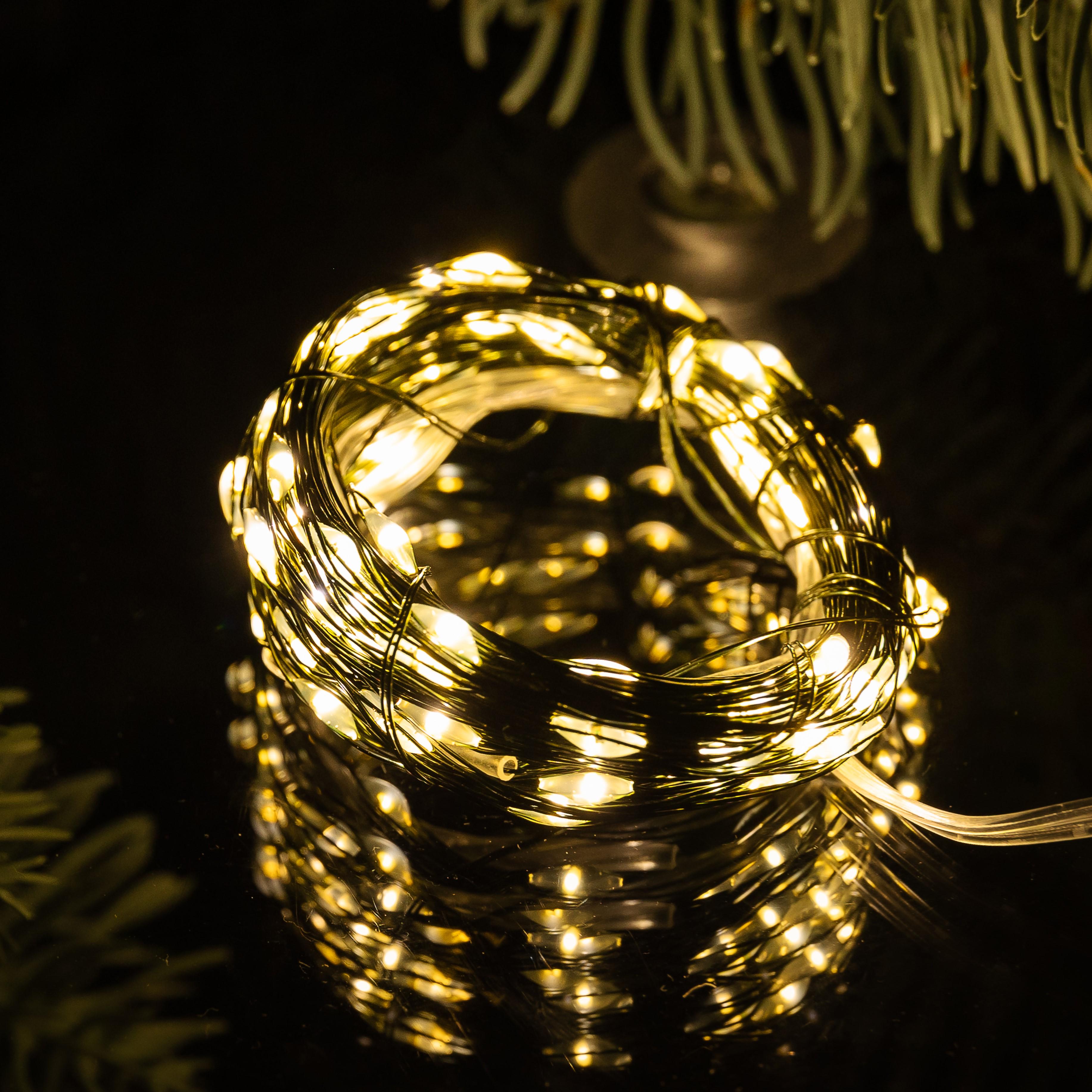 Гирлянда Роса нить 100 LED от USB 10 м Зеленый/Желтый (USB100L10MGY)