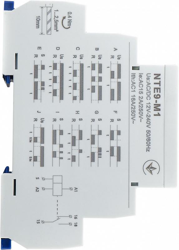 Реле времени многофункциональное Аско NTE9-M1 16А 12-240В AC/DC 1с-10 дней (A0010240005) - фото 5