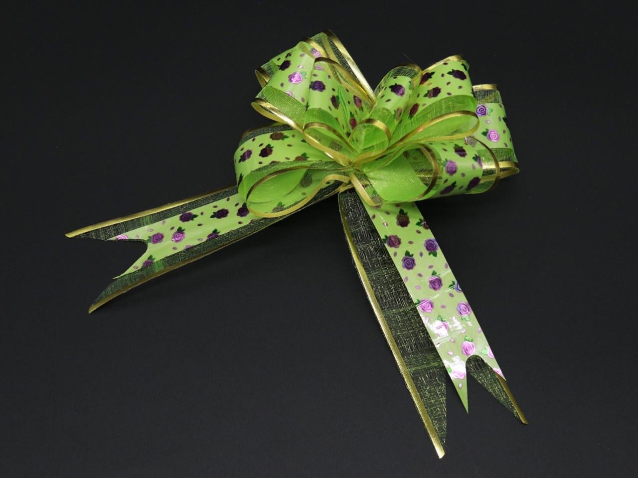 Бант подарочный полипропиленовый декорирован органзой 14х6 см Салатовый (1125271962)