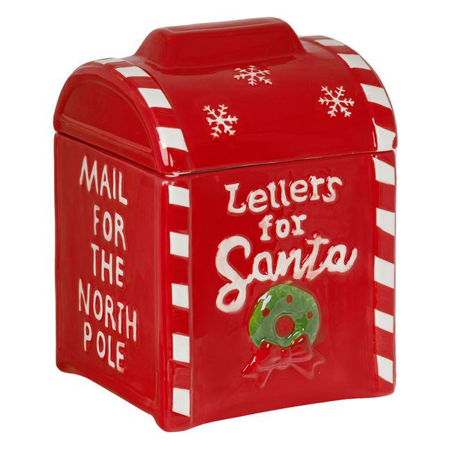 Банка рождественская керамическая для печенья "Letters for Santa" и крышкой со снежинками Красный (50TYET)