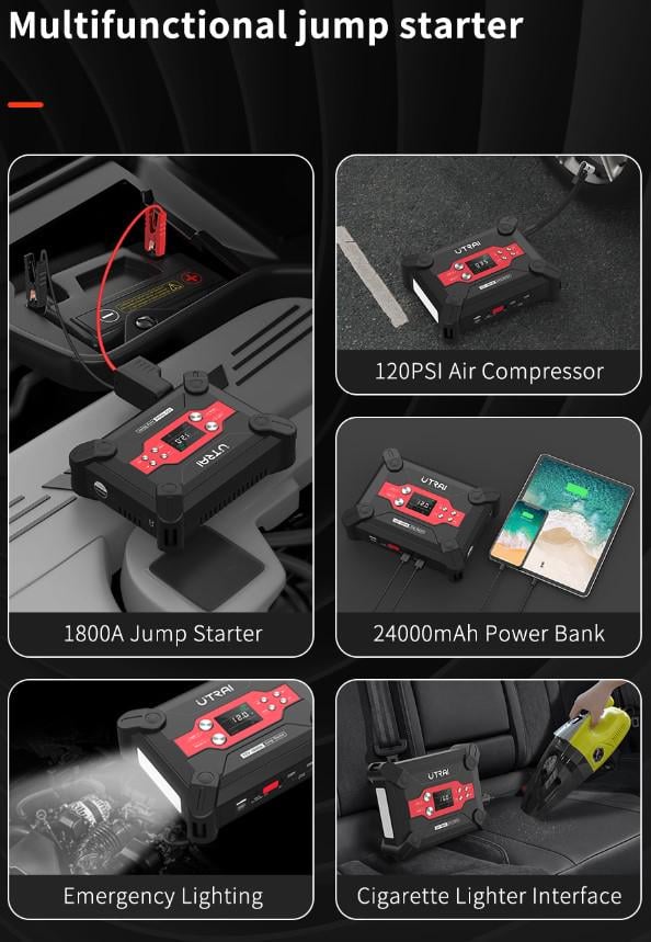 Пусковое устройство автомобильное Jump Starter UTRAI Jstar 6 4в1 1800A/24000 mAh - фото 9