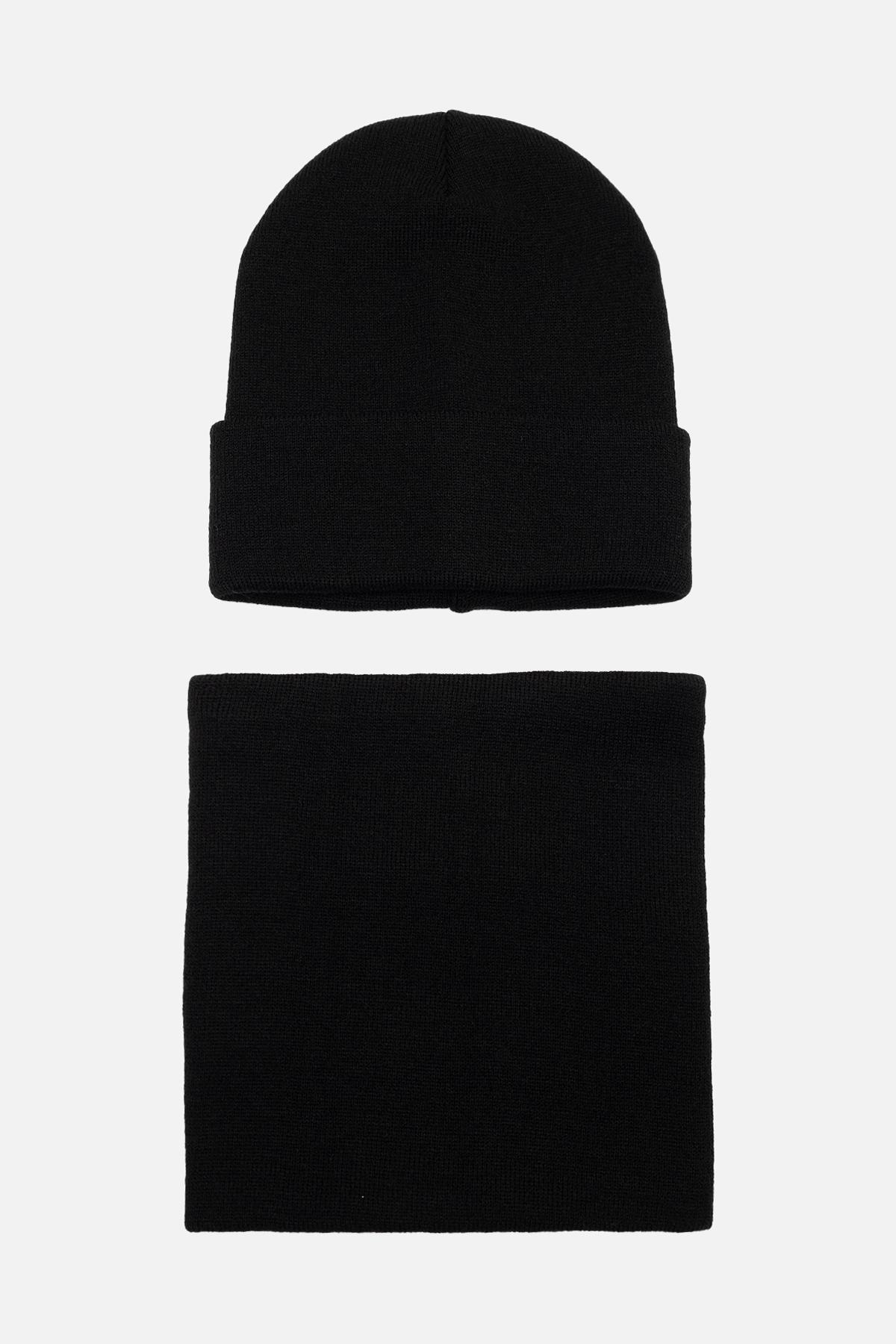 Комплект для мальчика шапка/шарф 54-56 см Черный (ЦБ-00263018)