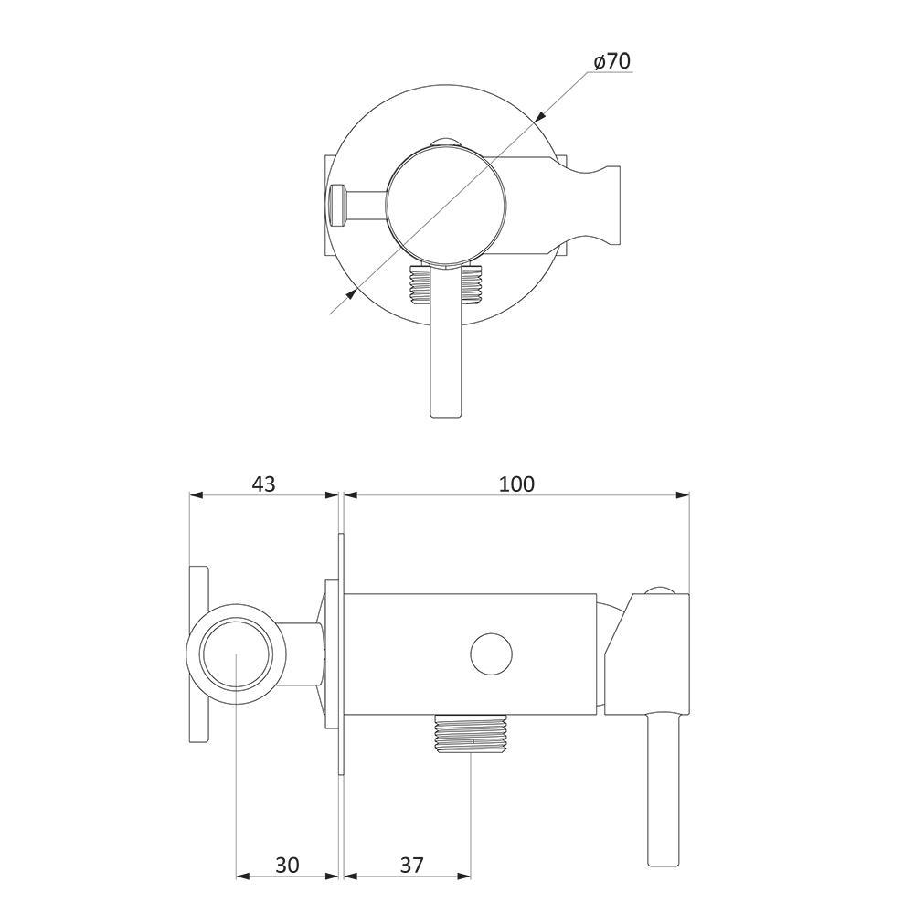 Смеситель монтируемый в стену Damixa 211000000 Option с гигиеническим душем и держателем (93322) - фото 2