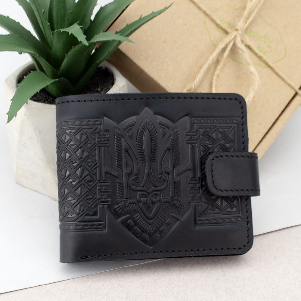 Портмоне мужское кожаное Handycover HC0041 с гербом Украины Черный (2049662101)