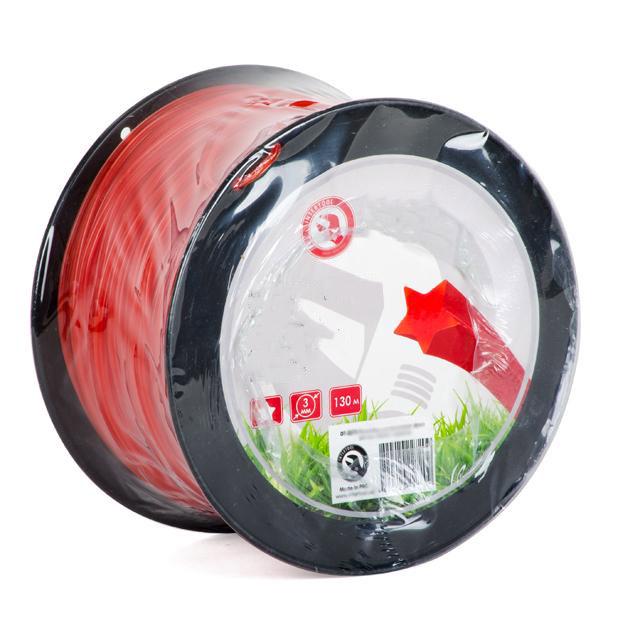 Леска для бензокосы звезда Intertool 3,0 мм/бухта 130 м Красный (000027438)