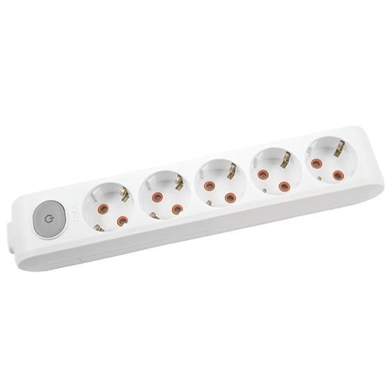 Колодка для удлинителя VIKO с заземлением с кнопкой на 5 гнезд