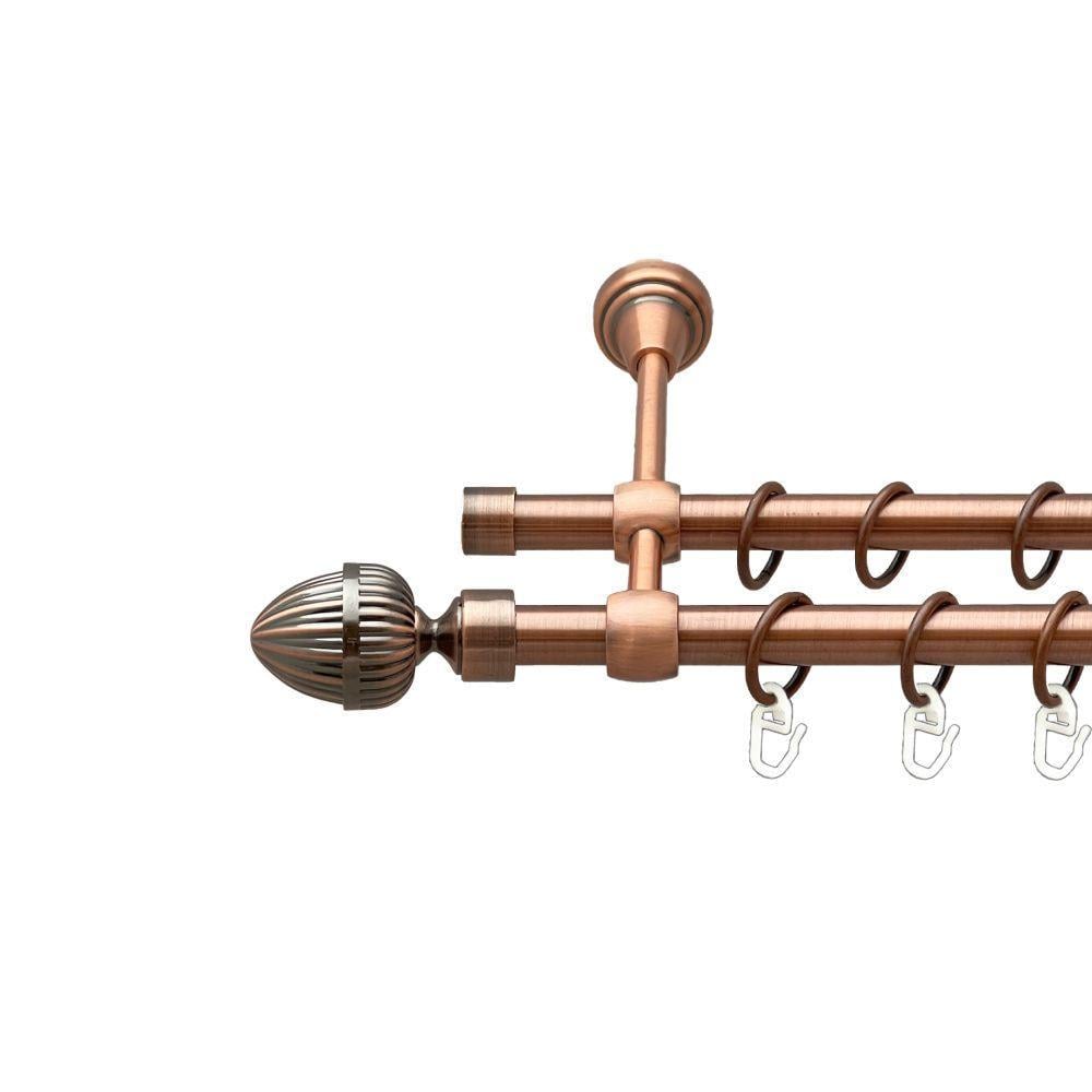 Карниз Orvit Одеон двухрядный гладкий 16/16 мм 160 см Античная медь (00-00019659)