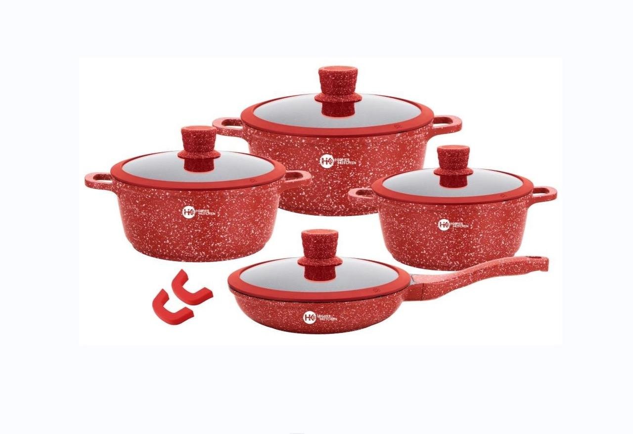 Набор кастрюль Higher Kitche НК 324 с антипригарным гранитным покрытием и сковородой Красный Набор кастрюль Higher Kitche НК 324 с антипригарным гранитным покрытием и сковородой Красный