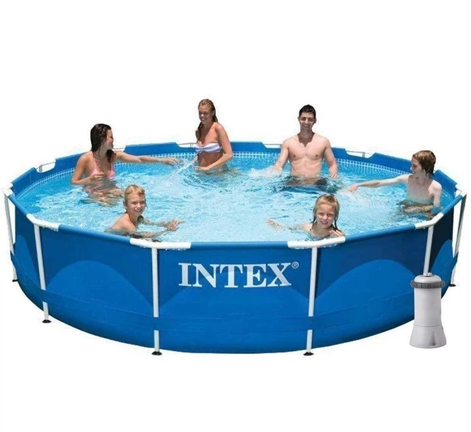 Каркасный бассейн круглый Intex Metal Frame 28212 с фильтр-насосом 366х76 см Синий (147-9-28212 #2024)