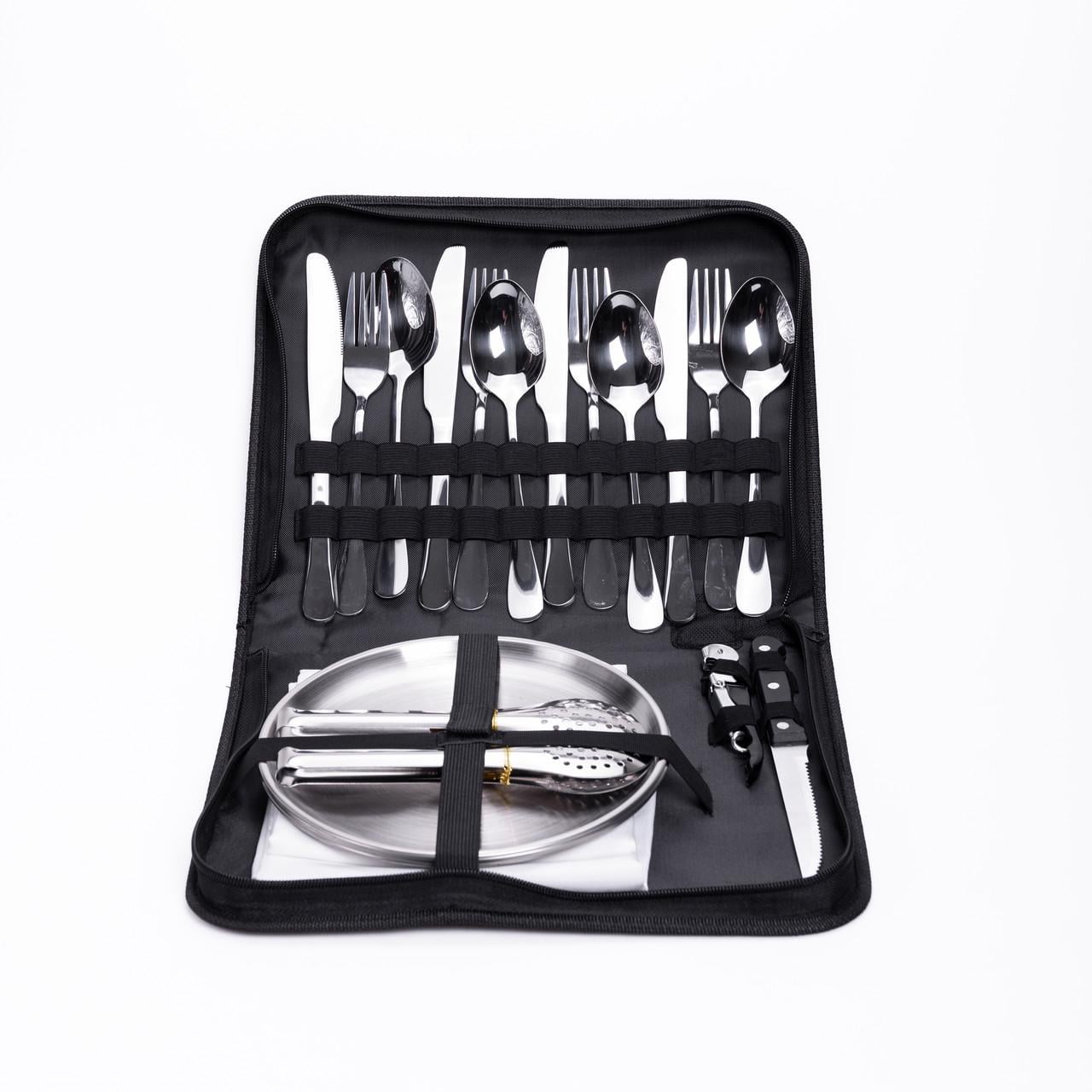 Набор посуды для пикника HP-21-1 на 4 человека 24 пр. Серебристый (29912940)