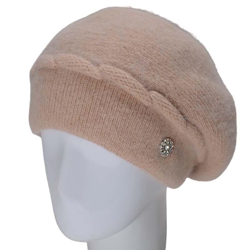 Берет жіночий Novita Динара ангоровий зимовий Льон (118714)