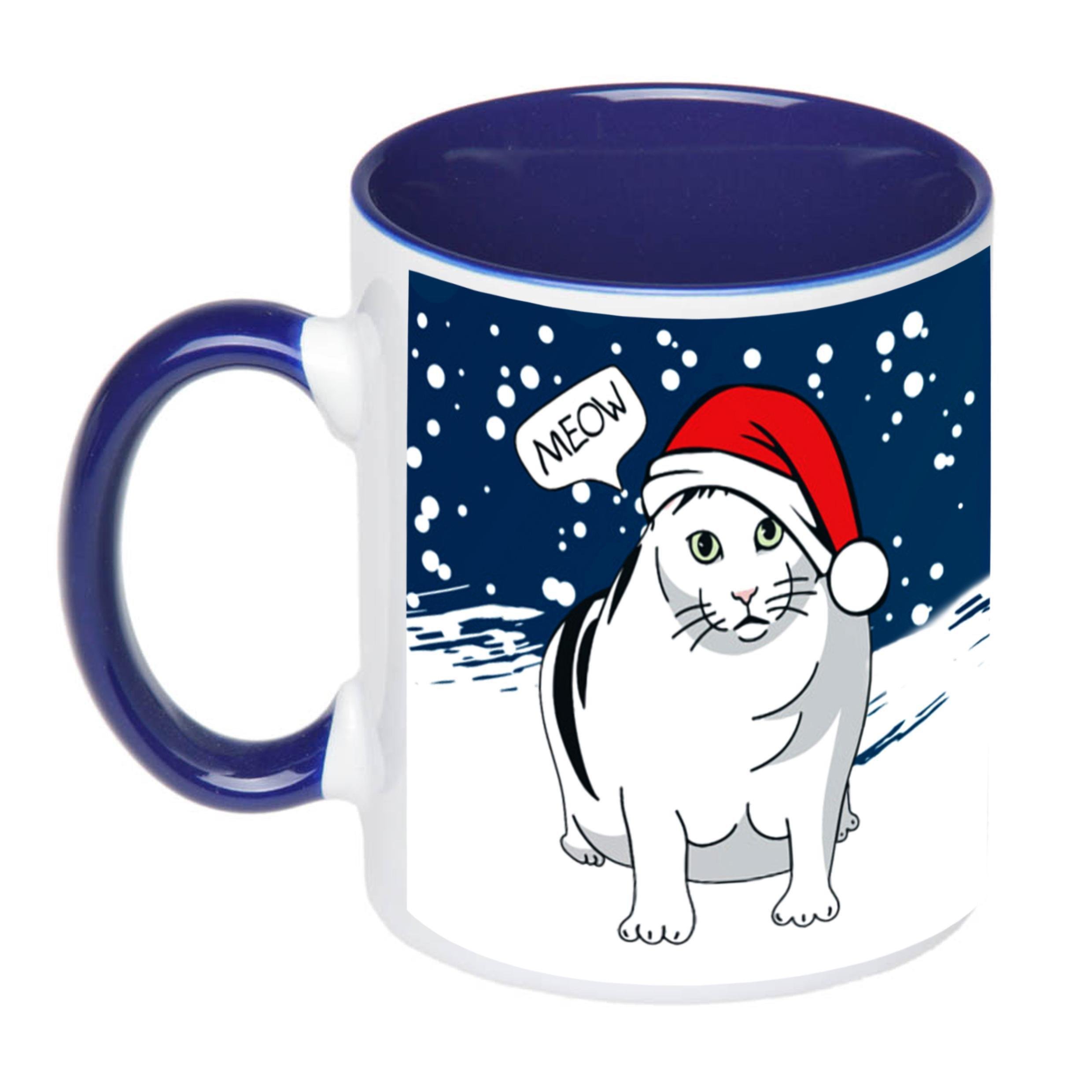 Чашка с новогодним принтом Кот Бендер 330 мл Синий (16738) - фото 1 Чашка с новогодним принтом Кот Бендер 330 мл Синий (16738) - фото 1