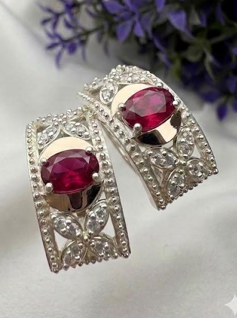 Серьги Роуз серебро 925 с золотыми напайками и камнями Белый/Красный (2976433595) Серьги Роуз серебро 925 с золотыми напайками и камнями Белый/Красный (2976433595)