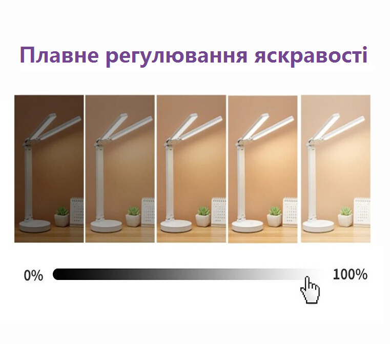 Лампа светодиодная настольная двойная с двумя плафонами на аккумуляторе с термометром/часами/календарем/держателями для ручек (12417617) - фото 5