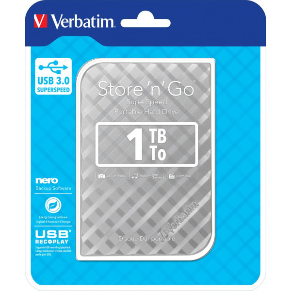 Жорсткий диск Verbatim USB 1TB Store n Go Silver (53197) - фото 2