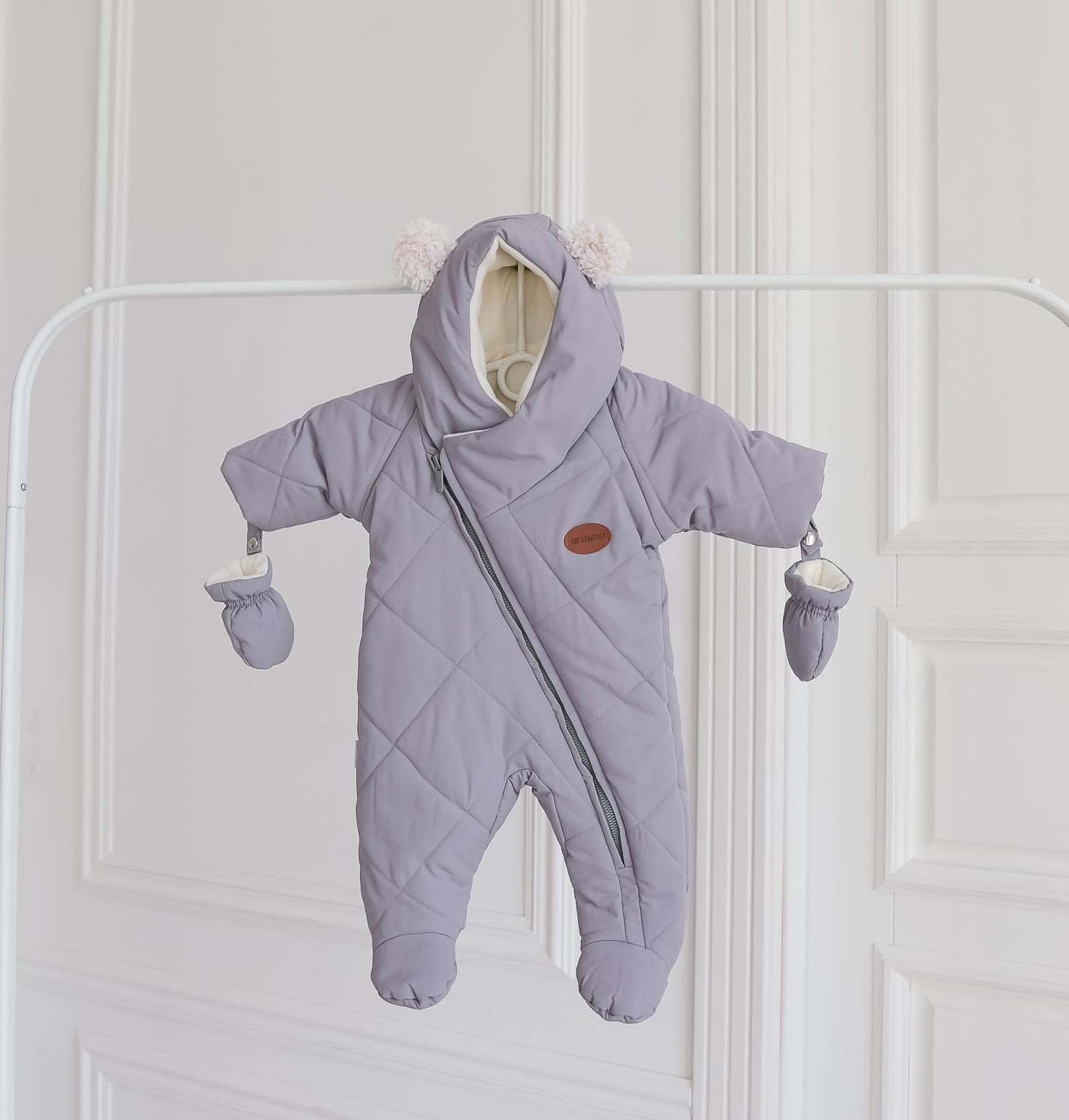 Комбинезон зимний детский Polar Kid's Fantasy с перчатками 6-9 мес. 74 см Серый (4425)