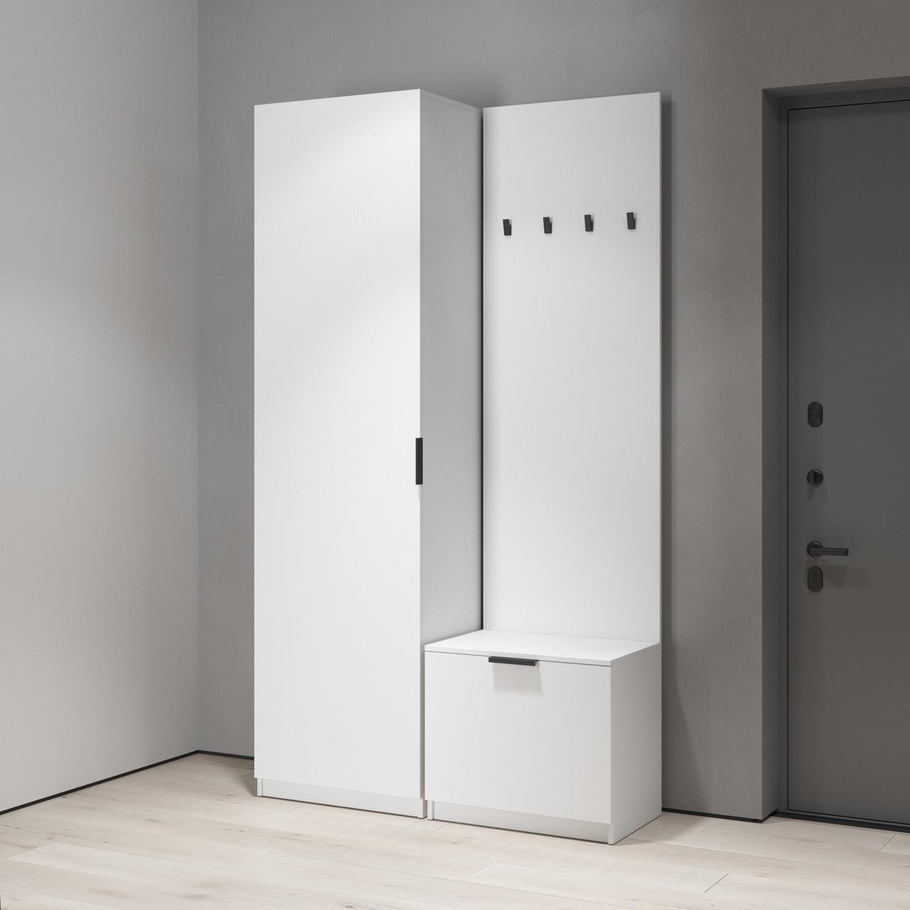 Прихожая VAYS со шкафом/вешалкой/тумбой для обуви 120х40х219,5 см Белая (2815583383)