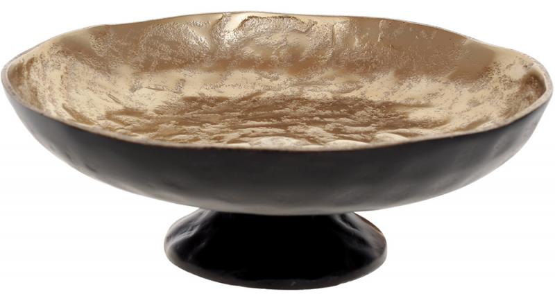 Блюдо декоративное Evian на ножке 28х10 см металлическое Золотой и Черный матовый (BD-438-105)