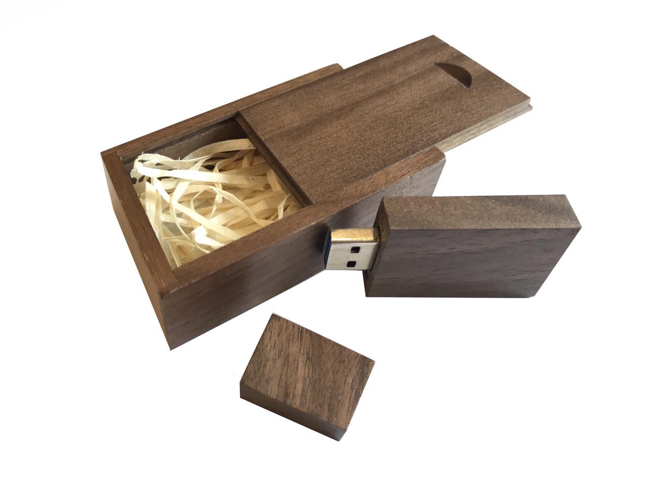 Флешка SUNROZ Wooden USB Flash Drive в коробке 16 Gb USB 3.0 Темное дерево (SUN0820) - фото 1