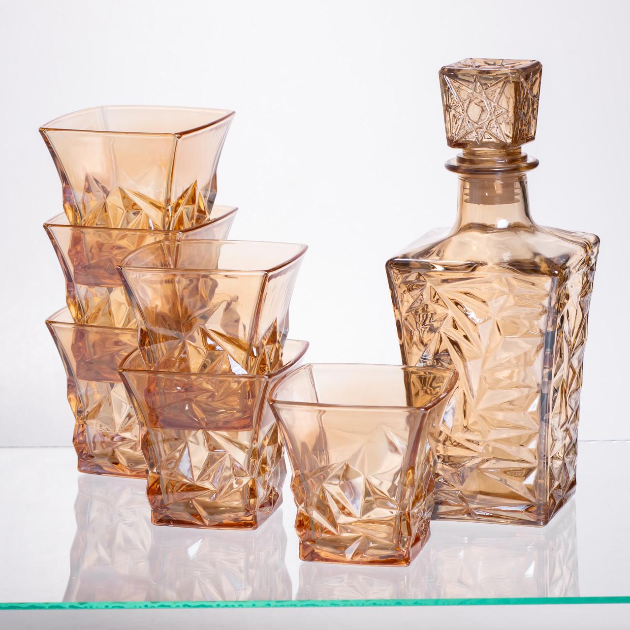 Набір графин для напоїв із товстого скла та склянки 6 шт. коричневий (64486-25) Набір графин для напоїв із товстого скла та склянки 6 шт. коричневий (64486-25)