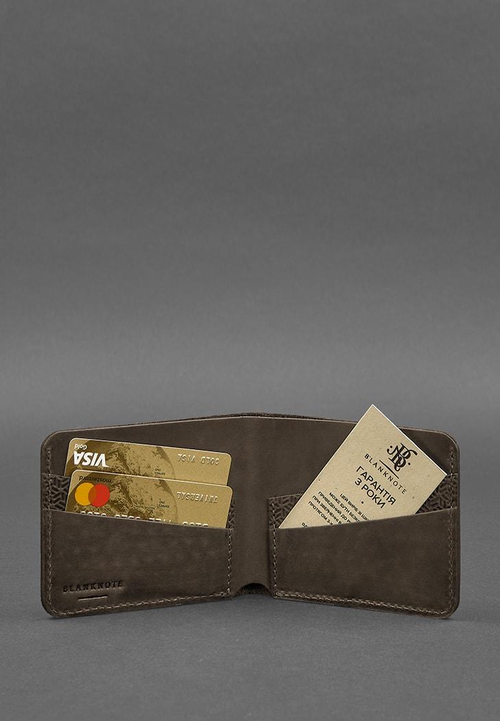 Портмоне мужское кожаное BlankNote 4.1 4 кармана карбон Темно-коричневый (A-026205) - фото 2