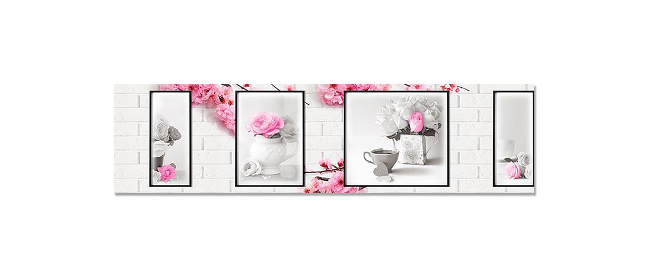 Наклейка виниловая 3D Zatarga Белые кирпичи и Цветы 650х2500 мм (1262637349)