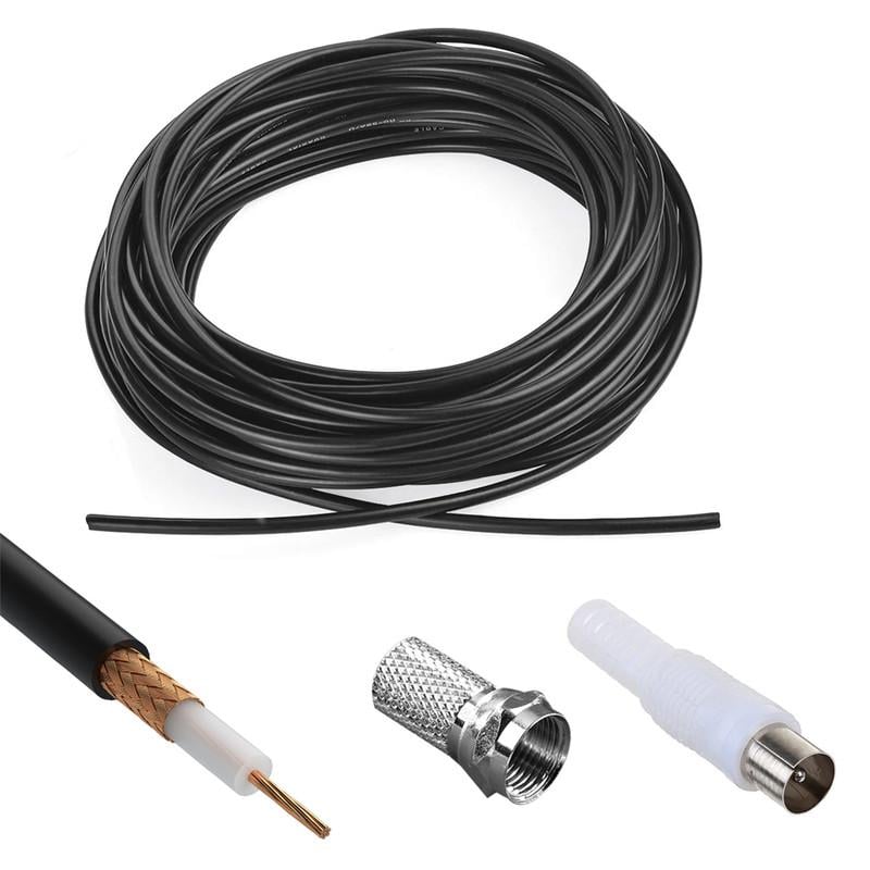 Кабель коаксиальний 10 м/штекери-конектори пара для ТВ и антенн і Т2