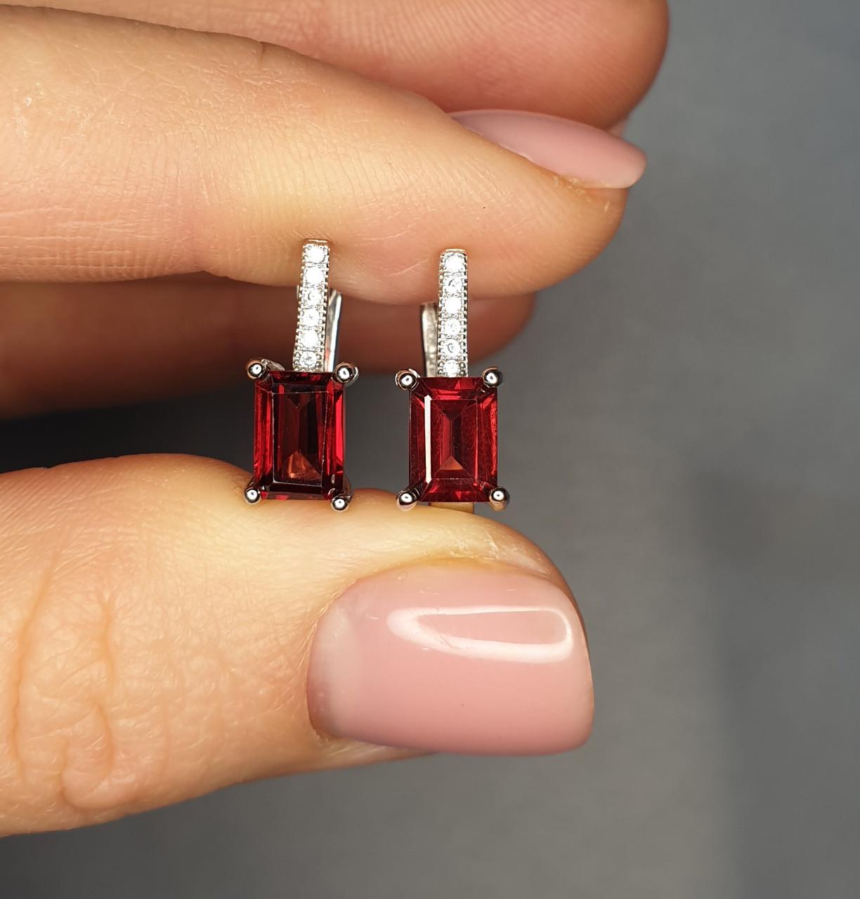 Серьги серебряные с гранатом 3,96 г (1356926599)