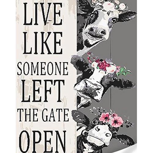 Картина по номерам Strateg Премиум Три коровы с лаком и уровнем 30x40 см (Str-SS1117)