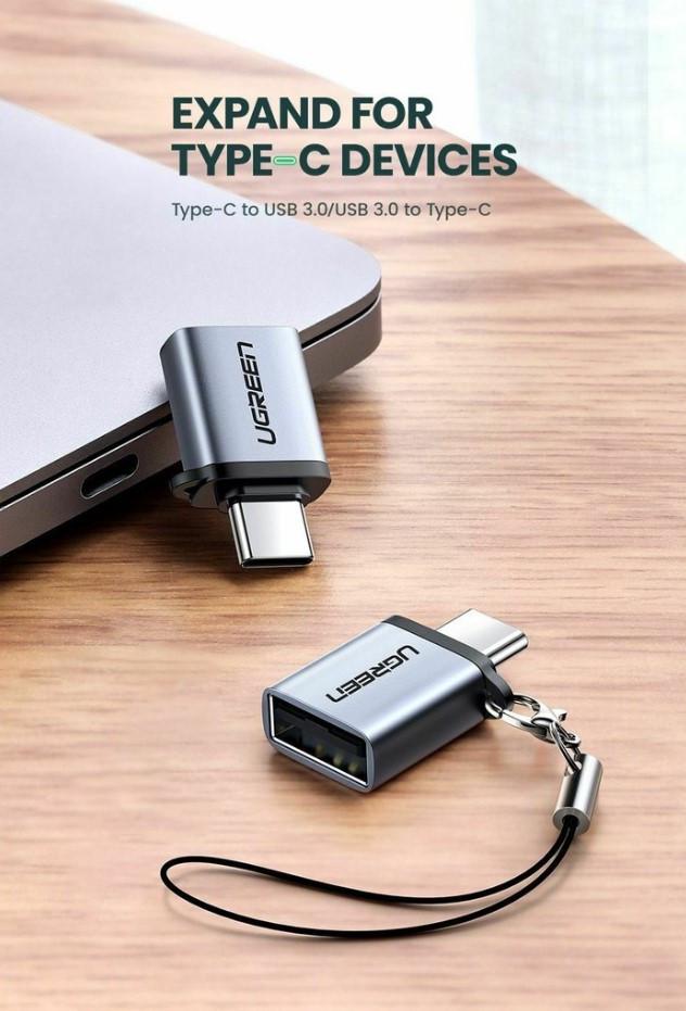 Адаптер Ugreen OTG Type-C to USB 3,0 с карабином Space grey (US270) - фото 3 Адаптер Ugreen OTG Type-C to USB 3,0 с карабином Space grey (US270) - фото 3