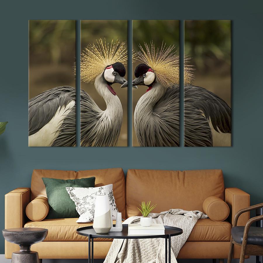 Модульная картина на холсте Полиптих Пара венценосных журавлей 89x53 см (182-41) Модульная картина на холсте Полиптих Пара венценосных журавлей 89x53 см (182-41)