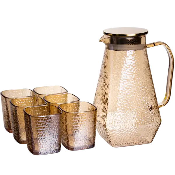 Набор кувшин со стаканами фактурные 1,8/0,2 л Янтарный