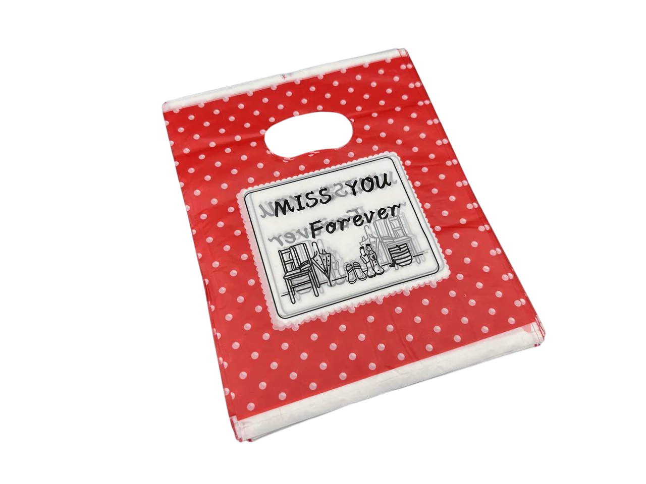 Пакет подарочный полиэтиленовый Miss You Forever с принтом 20х15 см Красный (BGN-150)