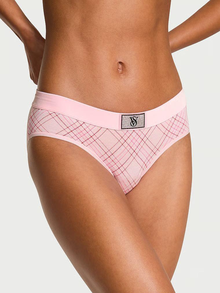 Трусики хипстеры Victoria's Secret Cotton Logo Cotton Shine Patch Velvet Hiphugger Panty S Розовый (27185227)
