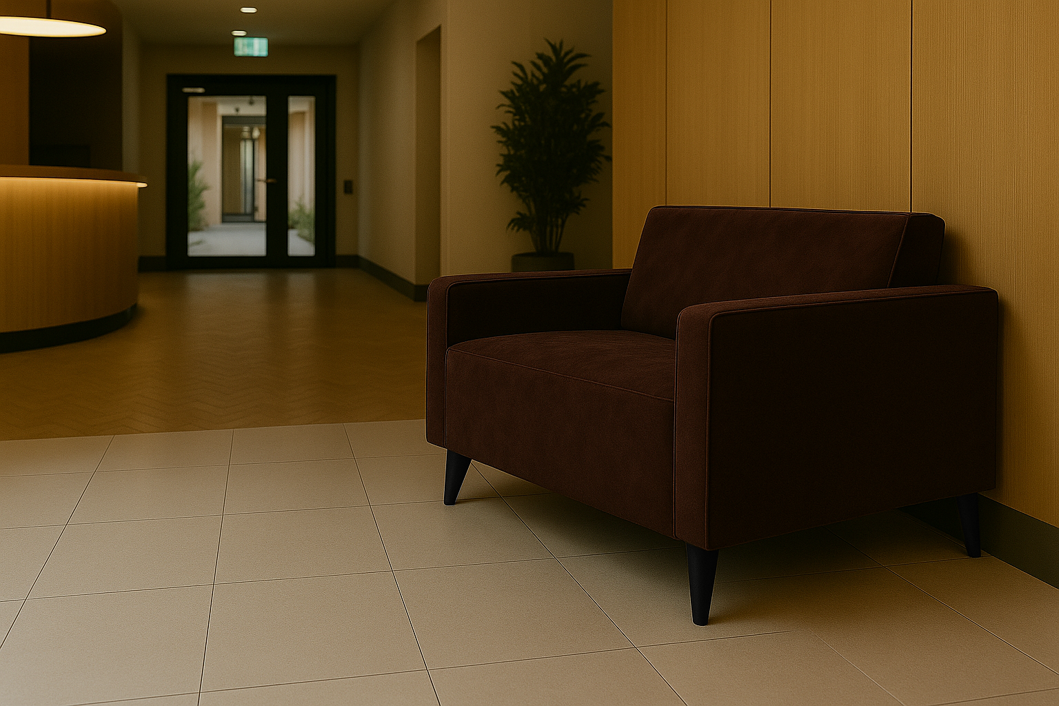 Диван офісний Tobi Sho Тайм з підлокітниками велюр Крокус 1460х680х770 мм Коричневий (Коричневий/23) - фото 2