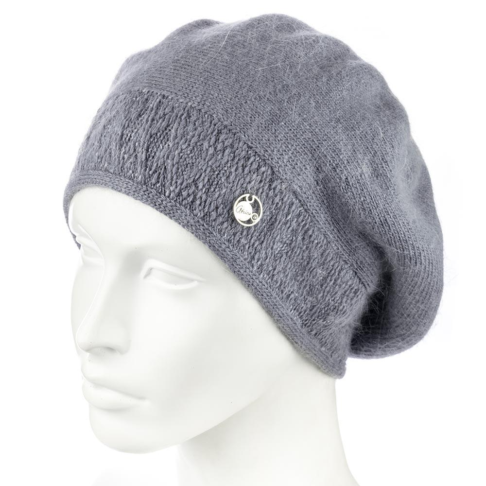 Берет женский зимний Atrics WH913 двойной ангоровый Графитовый