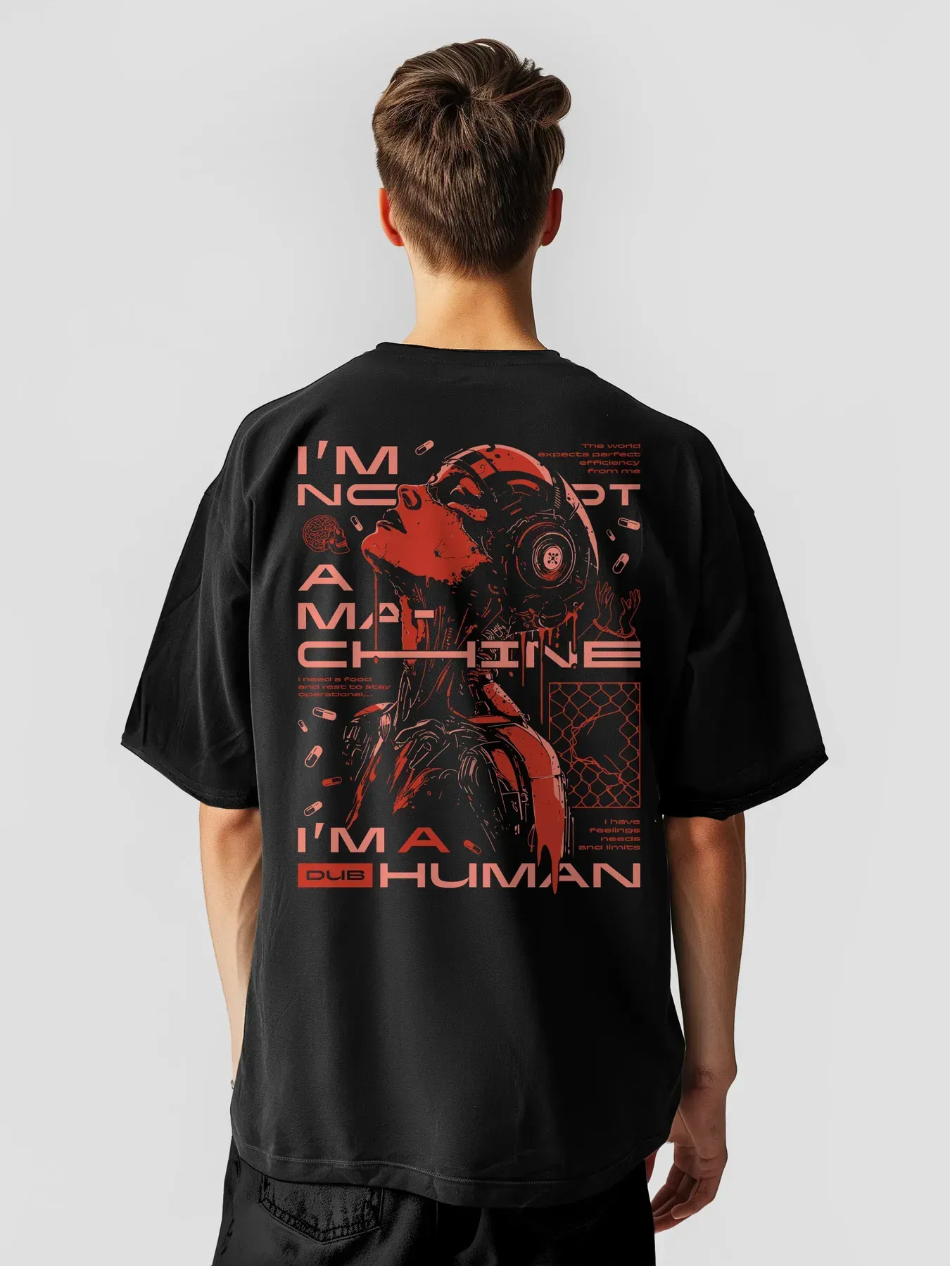 Футболка мужская оверсайз Machine XS-S Черный (26844953)