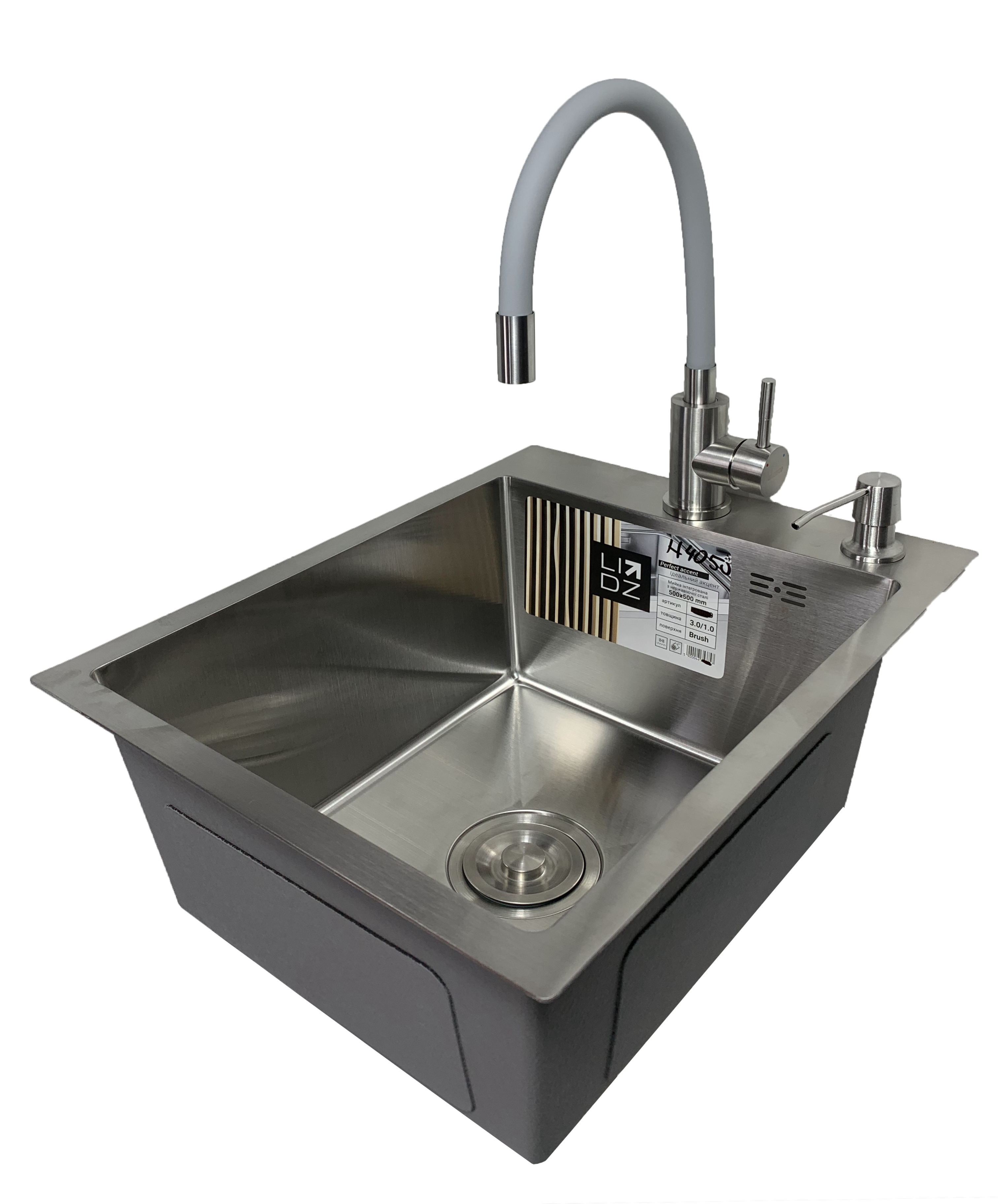 Мийка кухонна Lidz 40x50 см + кріплення/змішувач/дозатор (a0c6e7bb)