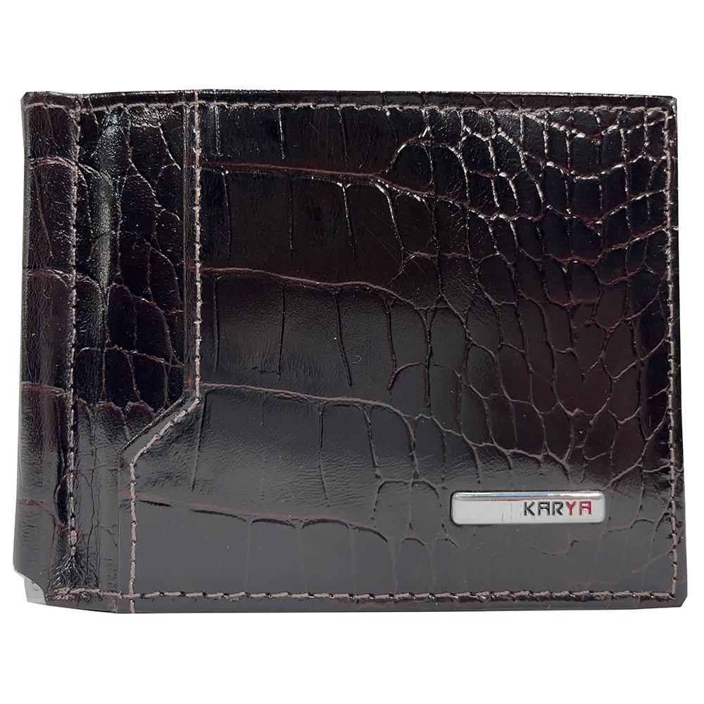 Зажим для купюр чоловічий з натуральної шкіри Karya Темно-коричневий (0455-57)