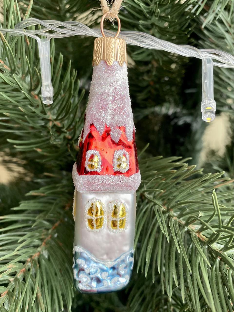 Игрушка формованная стеклянная Домик карамельный