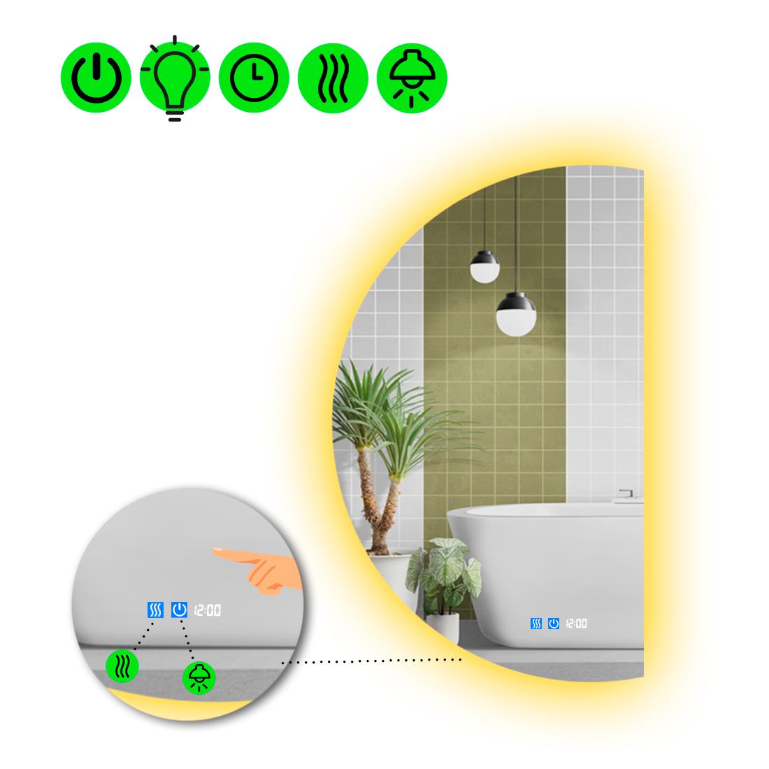 Зеркало с LED подсветкой Parette 2 с двумя сенсорами 100x50 см (8738291)