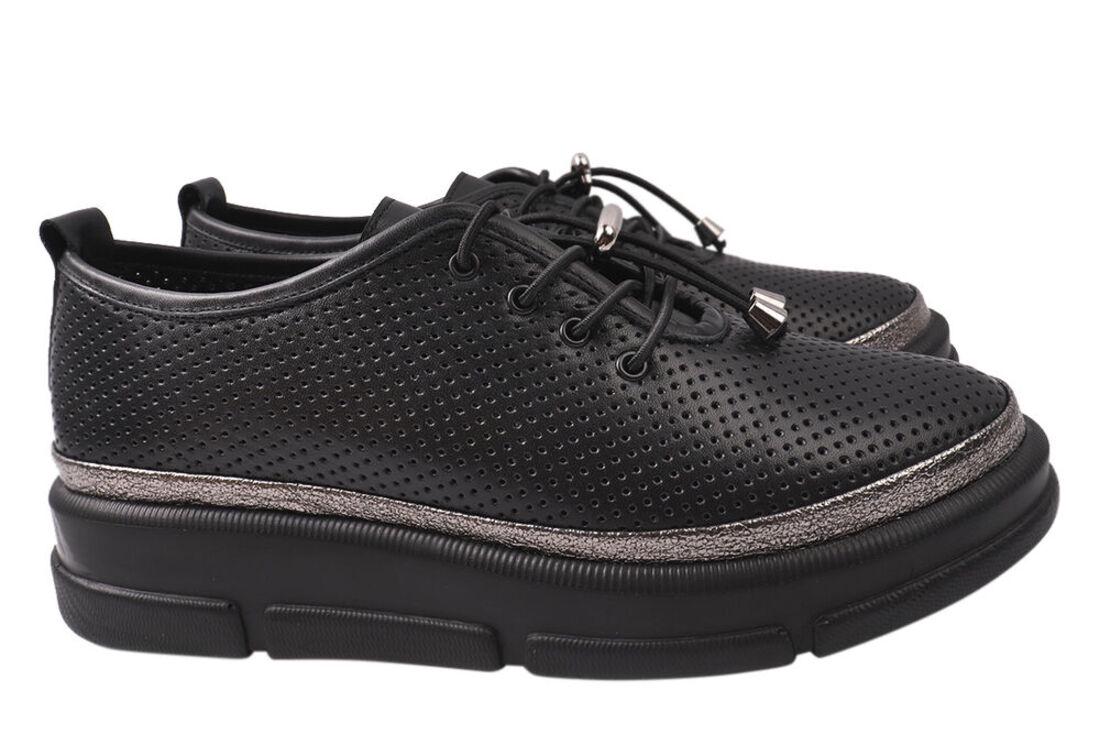 Туфли женские Mario Muzi из кожи на низком ходу на шнуровке р. 37 Черный (545-21LTCP)