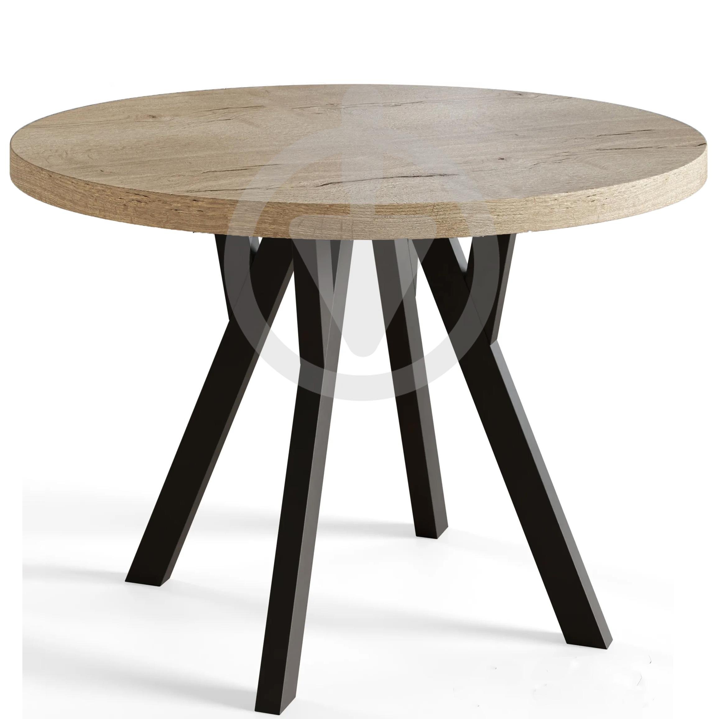 Стол кухонный круглый RoMax Lite Loft 90 см Дуб Эндгрейн/Черный