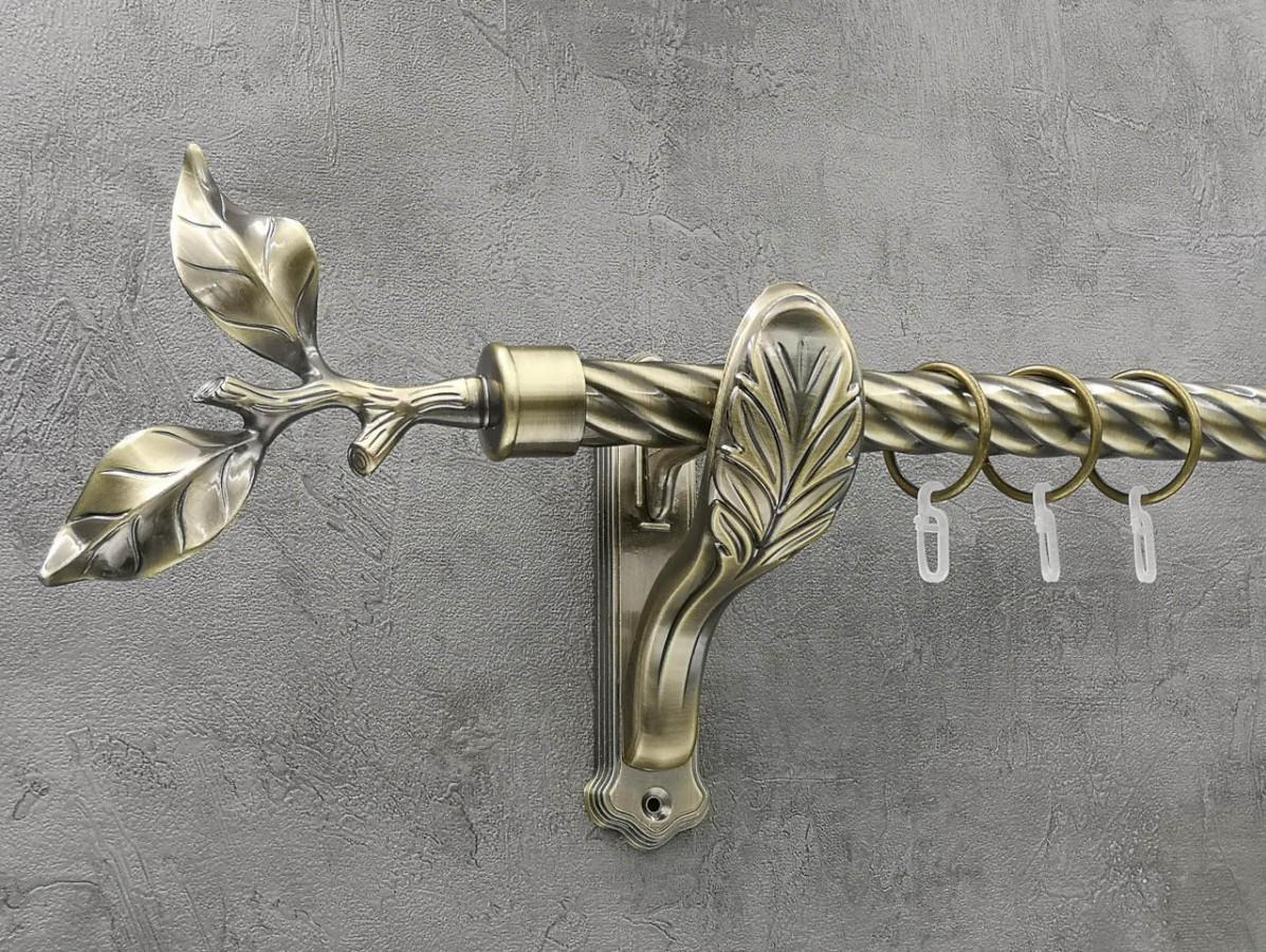 Карниз Quadrum Лист рози витая штанга одинарный ретро 25 мм 160 см Антик (262041781)