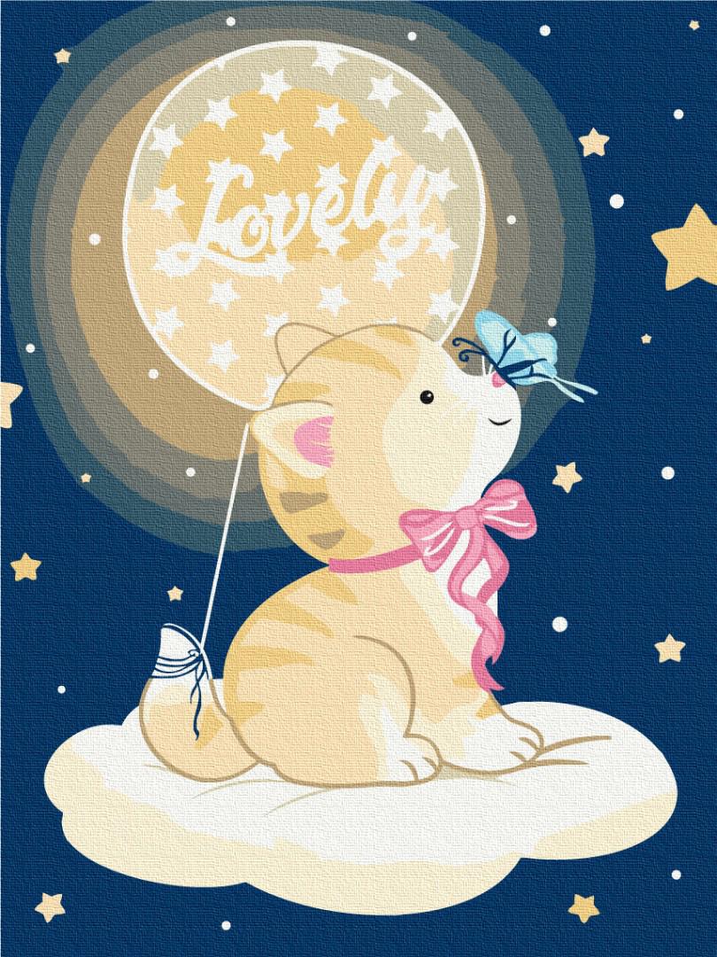 Картина по номерам Brushme Котик на облаке 30x40 см (KBS0095)