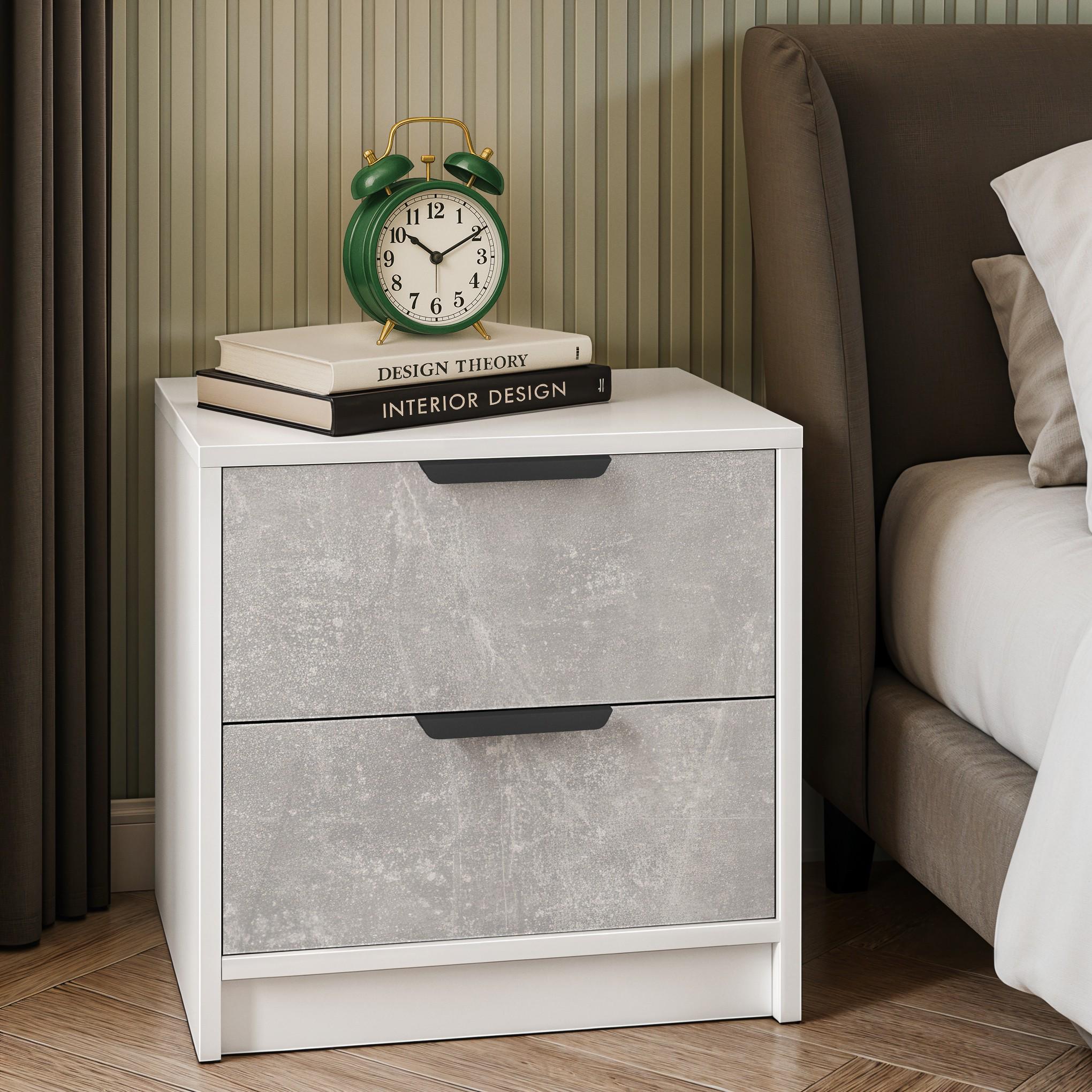 Тумба прикроватная FT-3 450х354х489 мм Белый/Бетон
