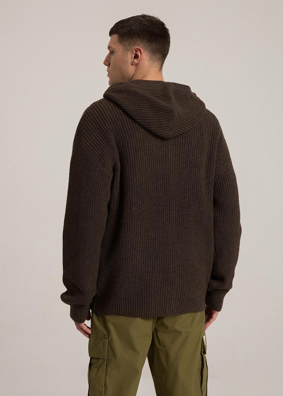 Свитер мужской Diverse CLTN AWLO с капюшоном M Коричневый меланж (5905384076083) - фото 3
