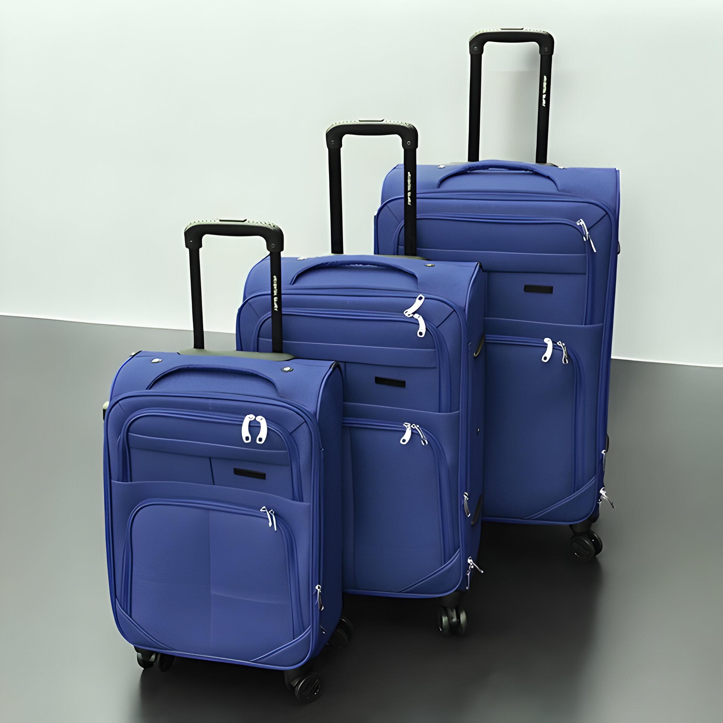 Набір валіз тканинних 3в1 з кодовим замком та телескопічною ручкою Синій (6071) - фото 2