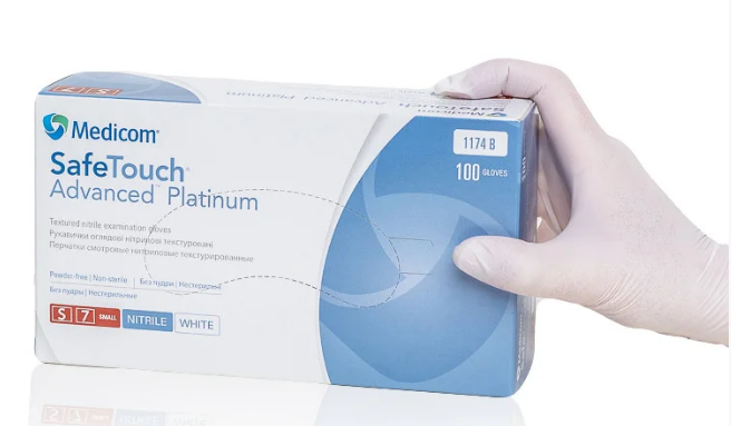 Перчатки нитриловые Medicom SafeTouch Platinum S 100 шт. Белый - фото 1