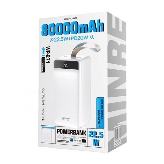 Повербанк Wekome Minre WP-271 80000 mAh White (019759) - фото 2 Повербанк Wekome Minre WP-271 80000 mAh White (019759) - фото 2